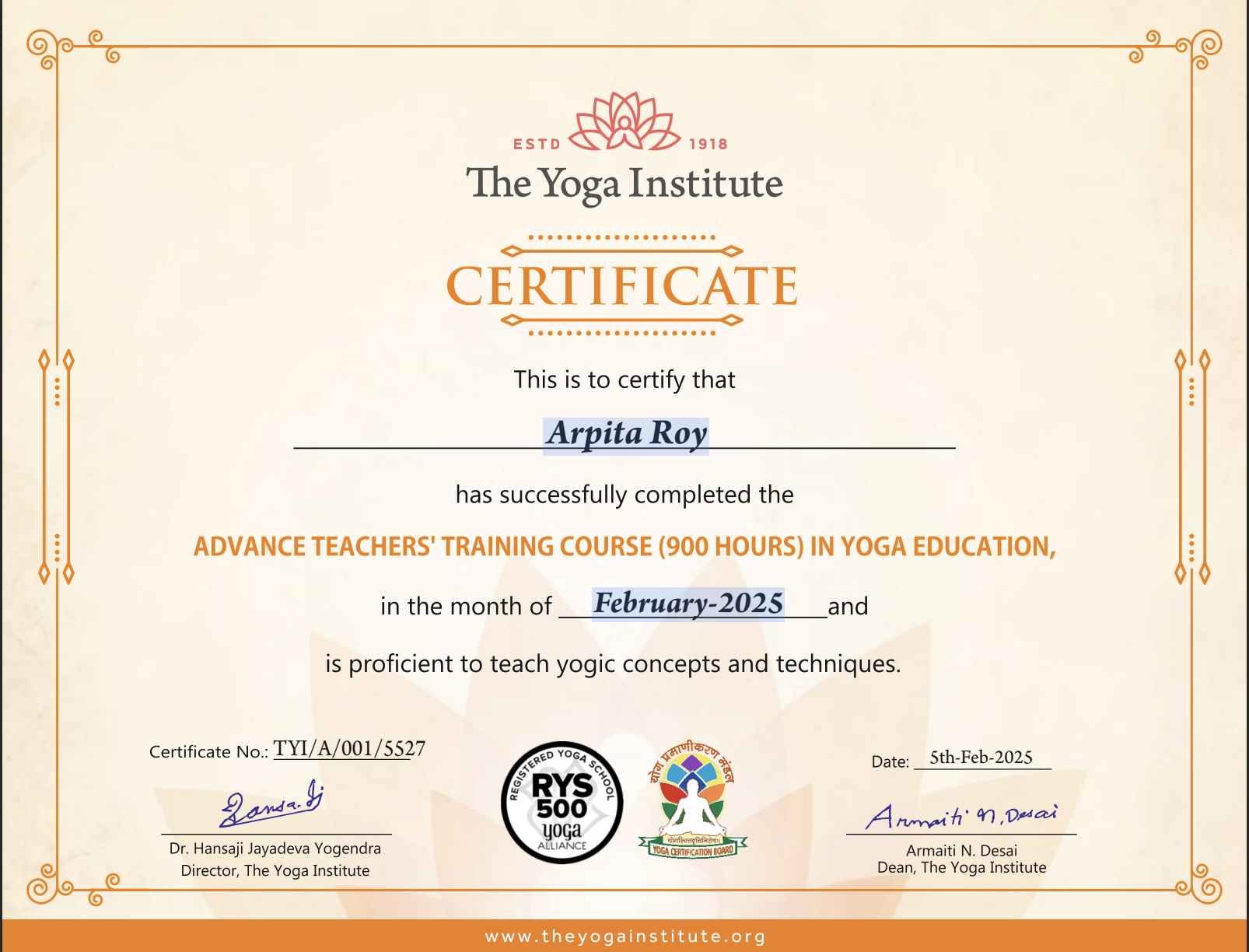 Advanced Teachers' Training Course (900 Hours)